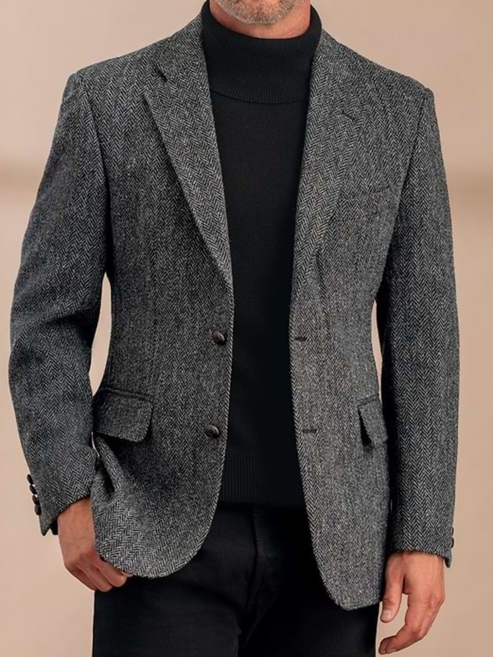 Harris Tweed Scottish Wool Sport Coat Blazer Size 38R Gray Tweed Mix Academia